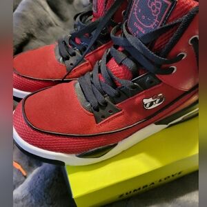 Zumba Hello Kitty Collab Sneakers Red with Black Accents Size 8